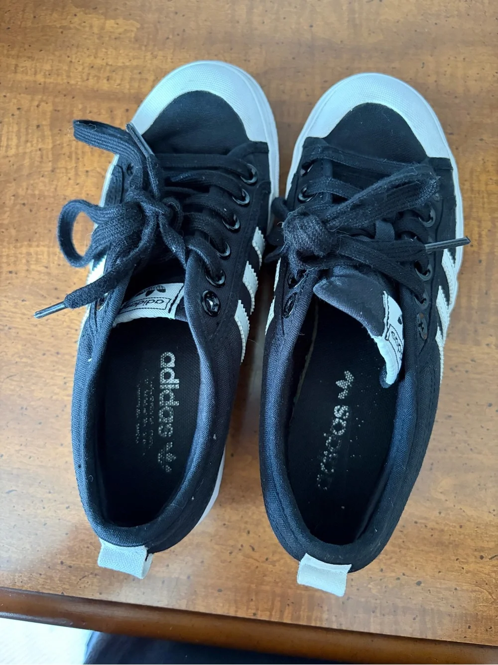 adidas Nizza Black and White Platform Canvas Sneakers